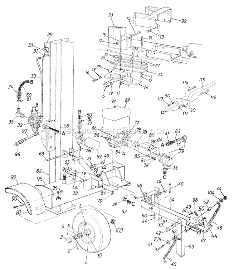 Page A Diagram and Parts List for 1998 Yard Man Log Splitter